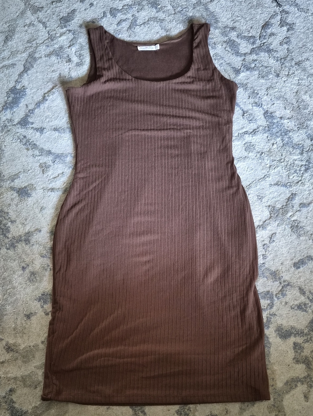 Heart Hips Ribbed Tank Dress in Brown